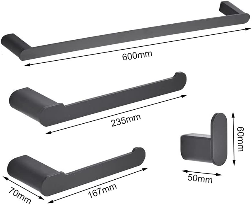 BOCbco Matt Black Towel Rail Bathroom Hardware Set
