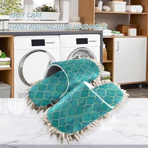 Sinestour Teal Mop Slippers for Floor Cleaning