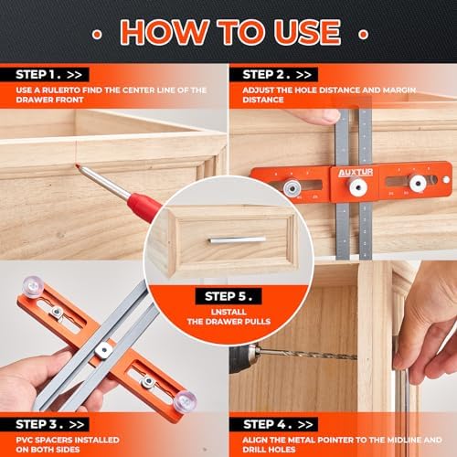 AUXTUR Cabinet Handle Jig with 2 Shims and Alignment Holes