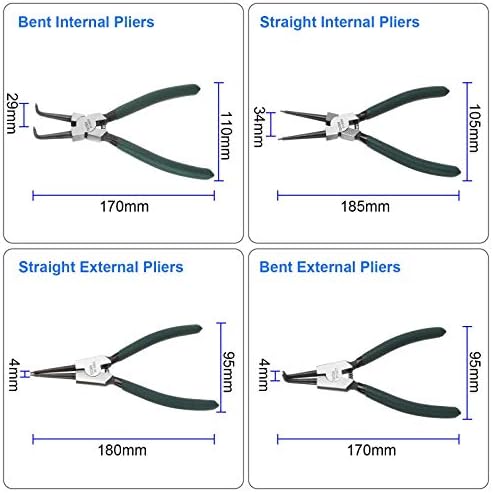 4-Piece 7-Inch Snap Ring Pliers Set for Heavy Duty Use