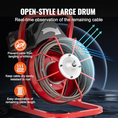 VEVOR Drain Cleaner Machine 50FT 38 Inch with 4 Cutters 1