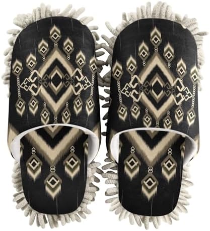 Kigai Microfiber Slippers with Ethic Ikat Pattern - Black Size L