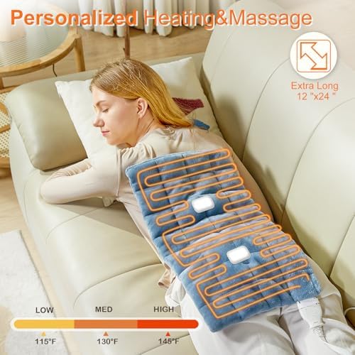 Dowin Weighted Heating Pad with Massager - 12x24 Blue