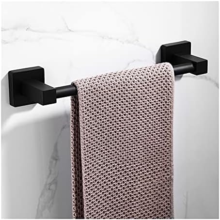 BOCbco 40Cm Round Black Towel Bar Wall Mounted