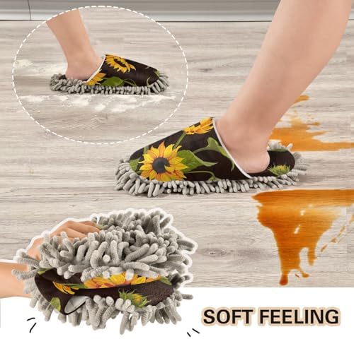 Sinestour Sunflower Mop Slippers for Floor Cleaning