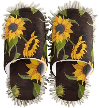 Sinestour Sunflower Mop Slippers for Floor Cleaning