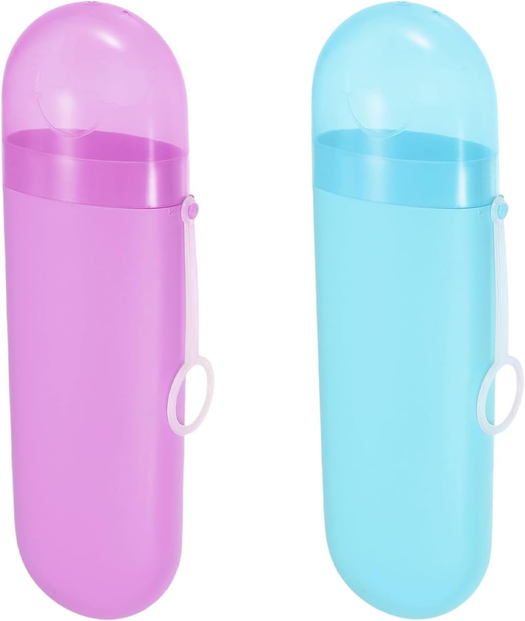 2 Pack YKuzLx Toothbrush Travel Case with Ventilation Hole - Purple Blue