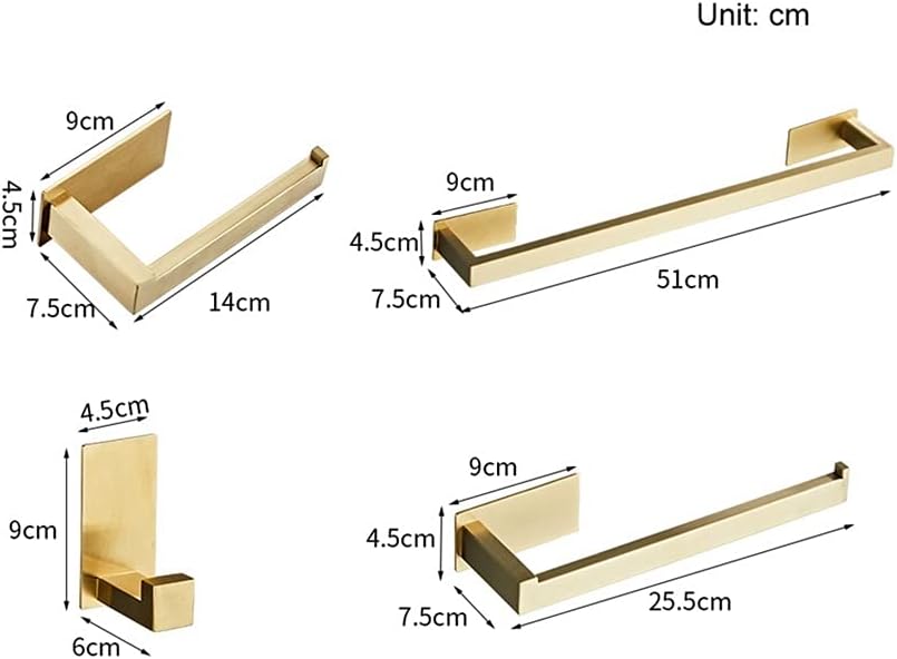 Brushed Gold Towel Rail Rack Set for Bathroom and Kitchen