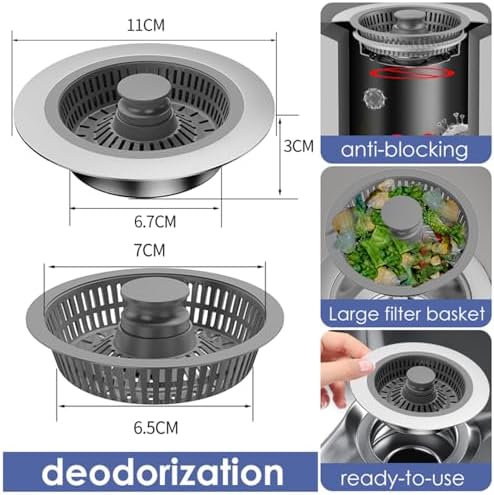 IKY 3 in 1 Kitchen Sink Drain Strainer Stopper Combo 1