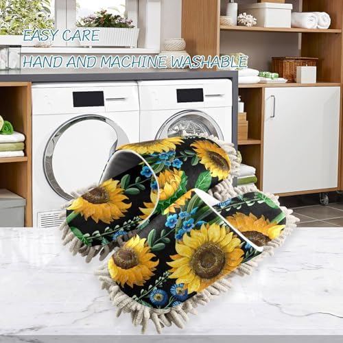 Sinestour Sunflowers Mop Slippers for Floor Cleaning