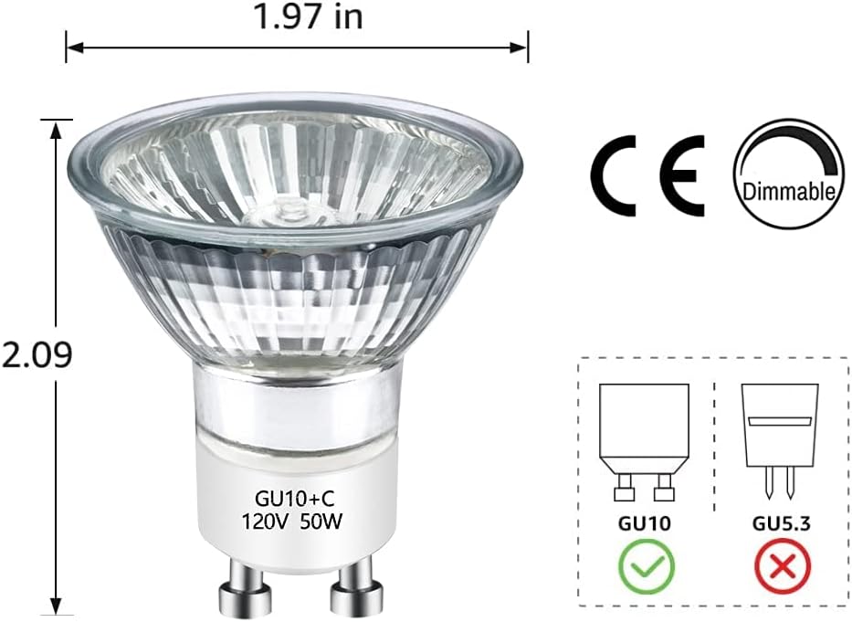 BOGAO GU10 Halogen Bulb 50W 2800K Warm White Pack of 6 1