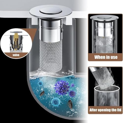 2Pcs Universal Stainless Steel Bathroom Sink Stopper with Anti-Clog Design