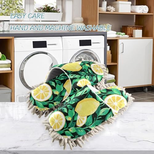 Sinestour Summer Lemon Floral Mop Slippers for Floor Cleaning 1
