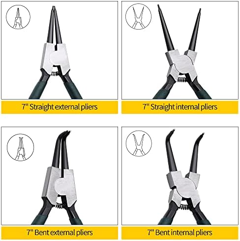 LFSEMINI Snap Ring Plier Set with 300pcs Alloy Steel Circlip Rings