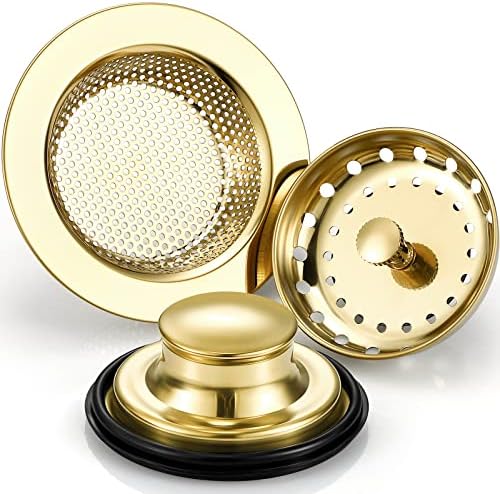 Mudder 3 Pcs Kitchen Sink Drain Strainer Set Light Gold