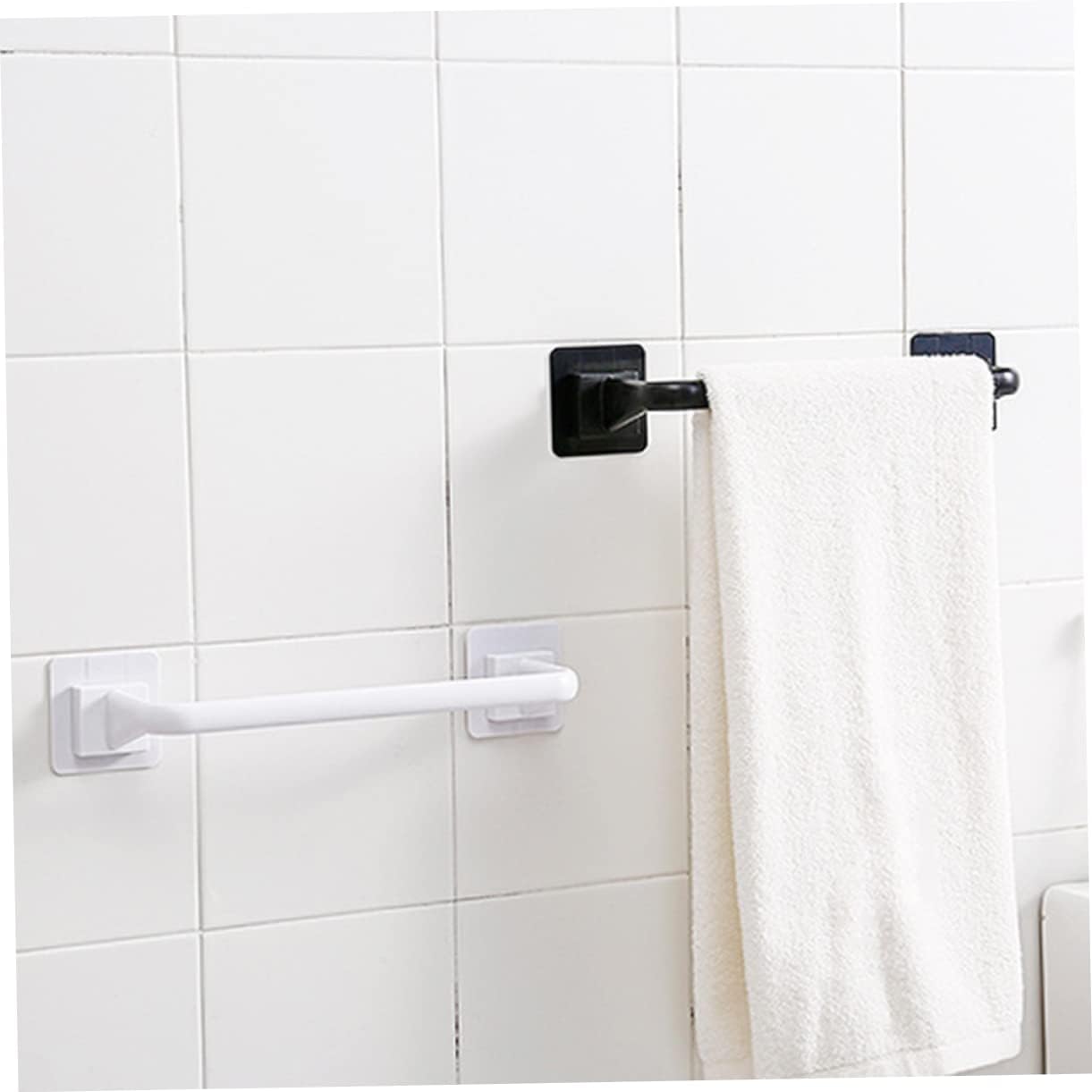Modern Black Plastic Towel Bar No Drill Holder