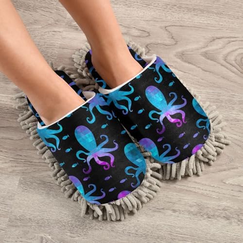 Sinestour Colorful Mosaic Octopus Mop Slippers