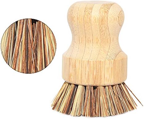4 pk Natural Wooden Dish Scrubber with Bamboo Handle 1