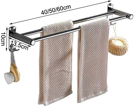 BOCbco Double Towel Bar Holder with Hooks Silver