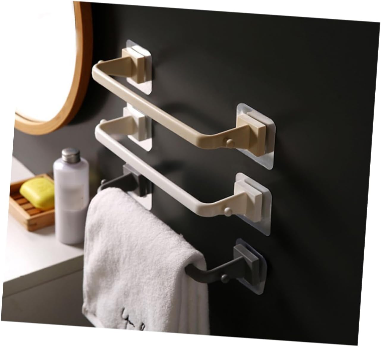 STOBOK 2Pcs Plastic Towel Bar Set Durable Space Saving Bathroom Holder