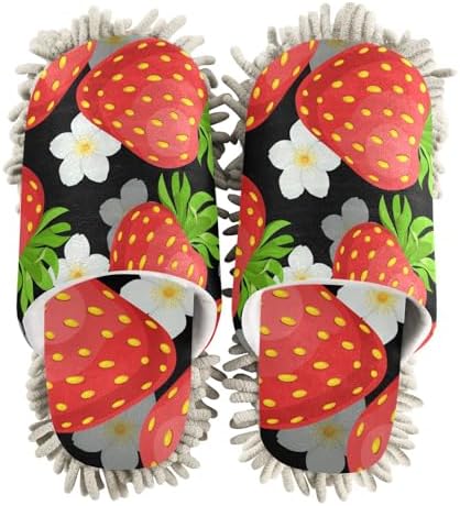 Sinestour Black Strawberry Mop Slippers for Floor Cleaning 1