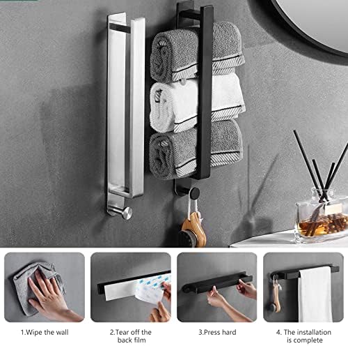 Qivine Wall Mounted Towel Rack with Hooks
