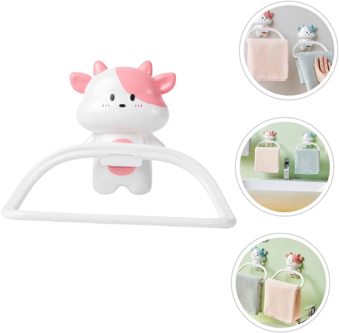 Happyyami Cartoon Cow Towel Holder Over The Door Rack 1