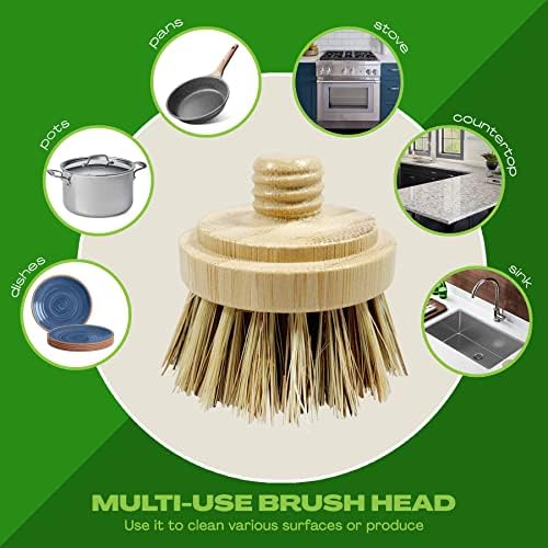JuneLily Sisal Coconut Dish Brush Heads 2-Pack