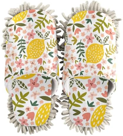 Sinestour Flower Lemon Mop Slippers for Floor Cleaning
