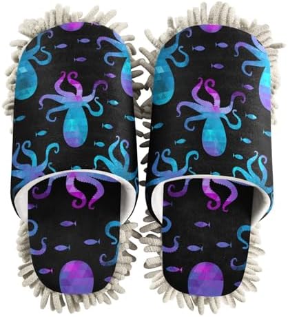 Sinestour Colorful Mosaic Octopus Mop Slippers