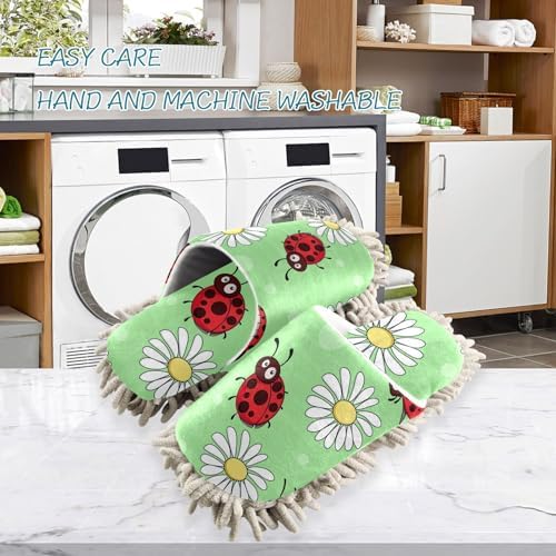 Sinestour Ladybirds Mop Slippers for Floor Cleaning