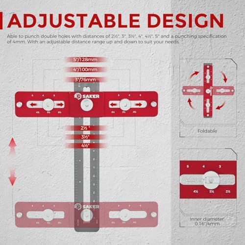 Saker Cabinet Hardware Doweling Jig for Knobs Handles Pulls