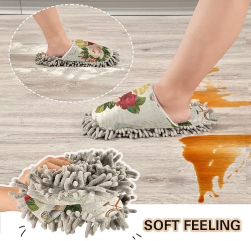 Sinestour Colorful Flower Mop Slippers Cleaning Dusters