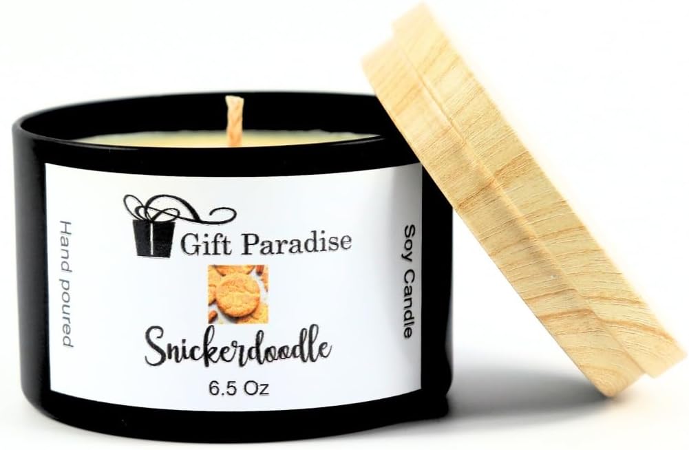 Gift Paradise Snickerdoodle Soy Candle in Black Metal Tin