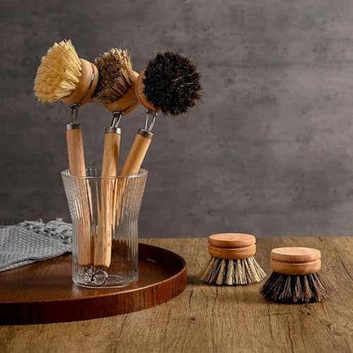 Bamboo Dish Brush with Replaceable Heads and Handle