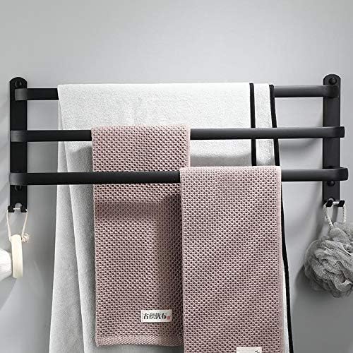 TYZK Wall-Mounted Towel Rack Matte Black 30-50 CM Space-Saving
