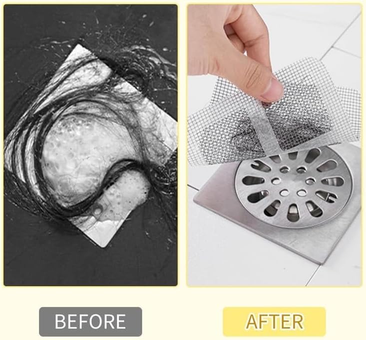 Disposable Hair Drain Stickers 4x4 Inch 10 Pack Bathroom Kitchen Use