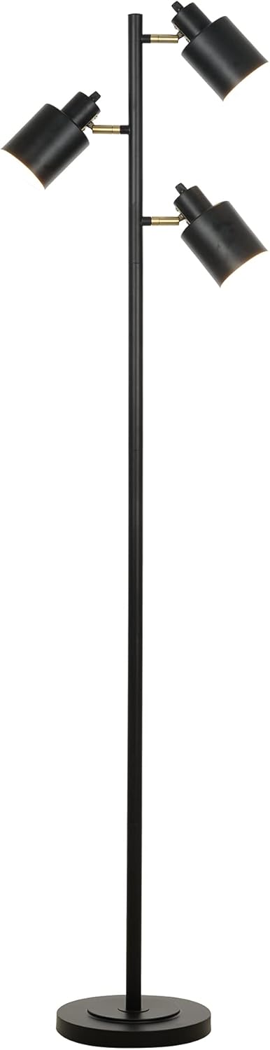 Catalina 23247-001 Modern Floor Lamp 66 Black with Metal Shades