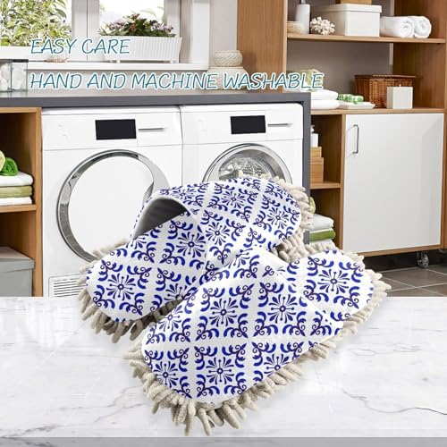 Kigai Microfiber Cleaning Slippers for Men and Women Blue White
