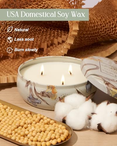 MSENSE 3 Wick Soy Candles Citrus Sage Aromatherapy 12oz 40 Hour Burn