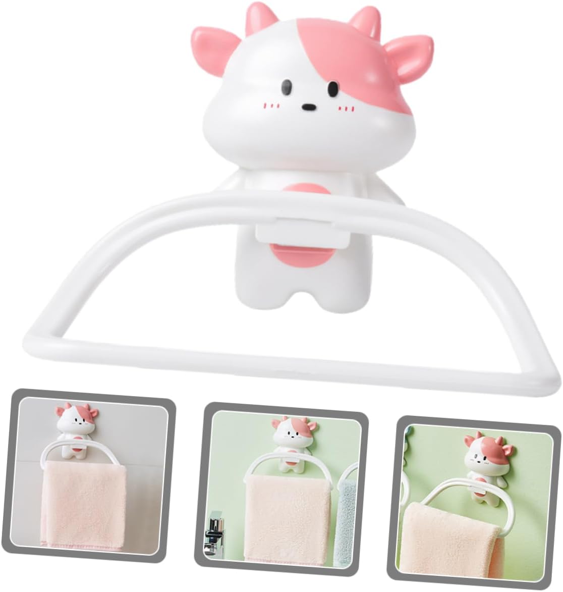 Happyyami Cartoon Cow Towel Holder Over The Door Rack 1