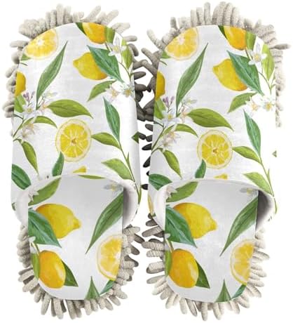 Sinestour Lemon Fruits Mop Slippers for Floor Cleaning