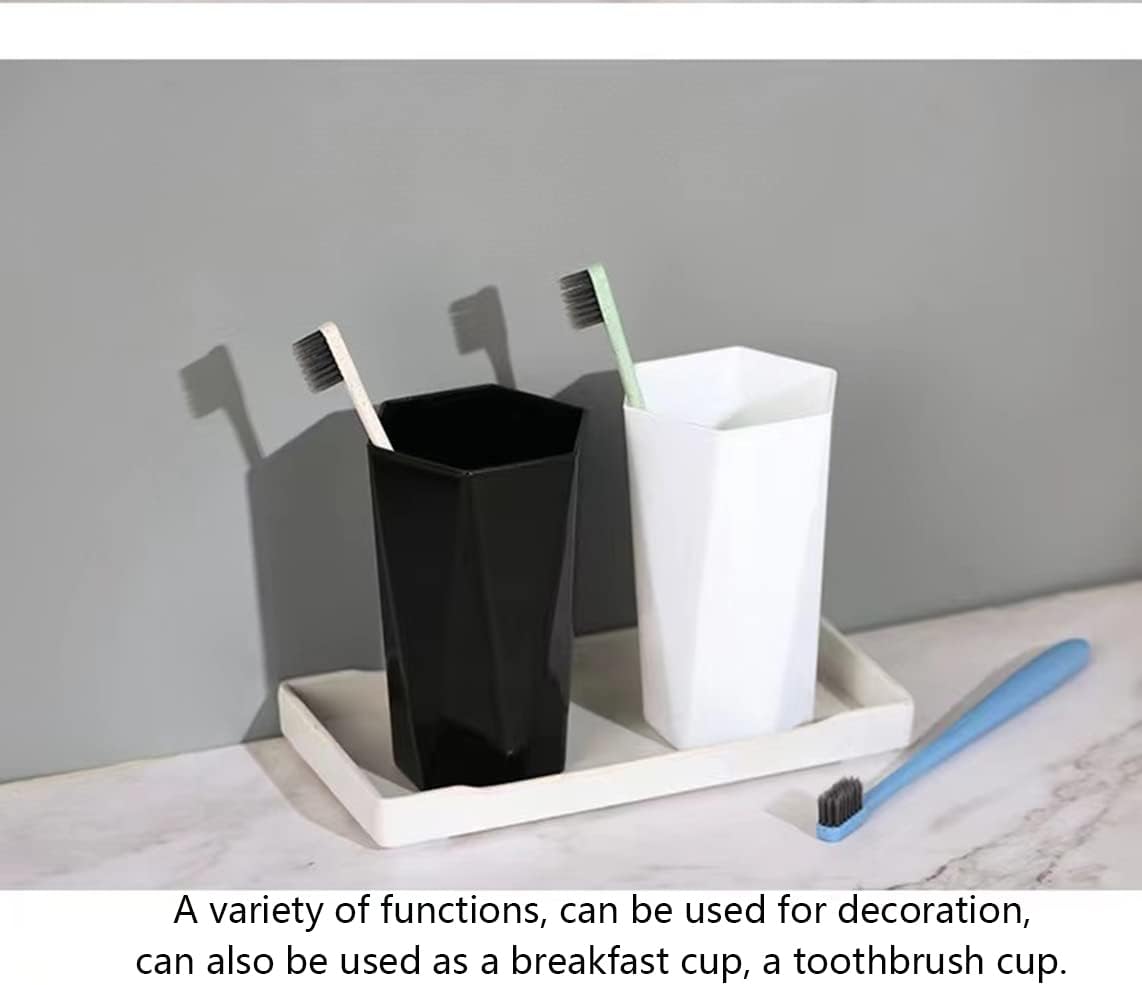 RabyLeo Large Geometric Diamond Toothbrush Cup 400ml White Black 1