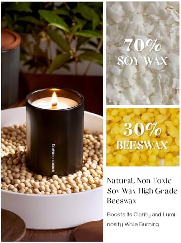 Dowan Wood Wick Vanilla Smoke Candle 8Oz Ceramic Jar Non-Toxic Soy Wax