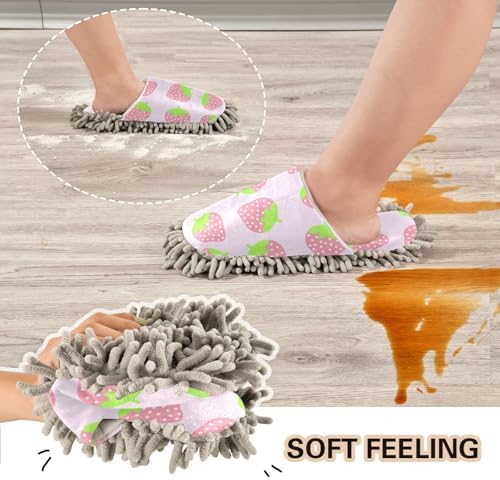 Sinestour Strawberry Pink Mop Slippers for Floor Cleaning 1