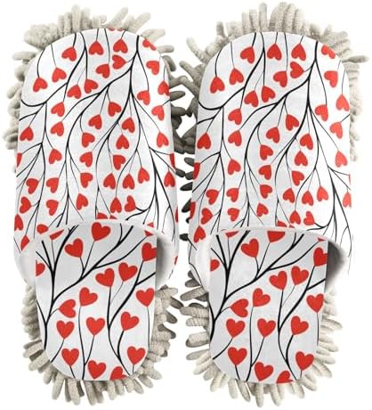 Sinestour Love Heart Tree Mop Slippers for Floor Cleaning