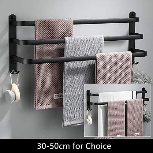 TYZK Wall-Mounted Towel Rack Matte Black 30-50 CM Space-Saving