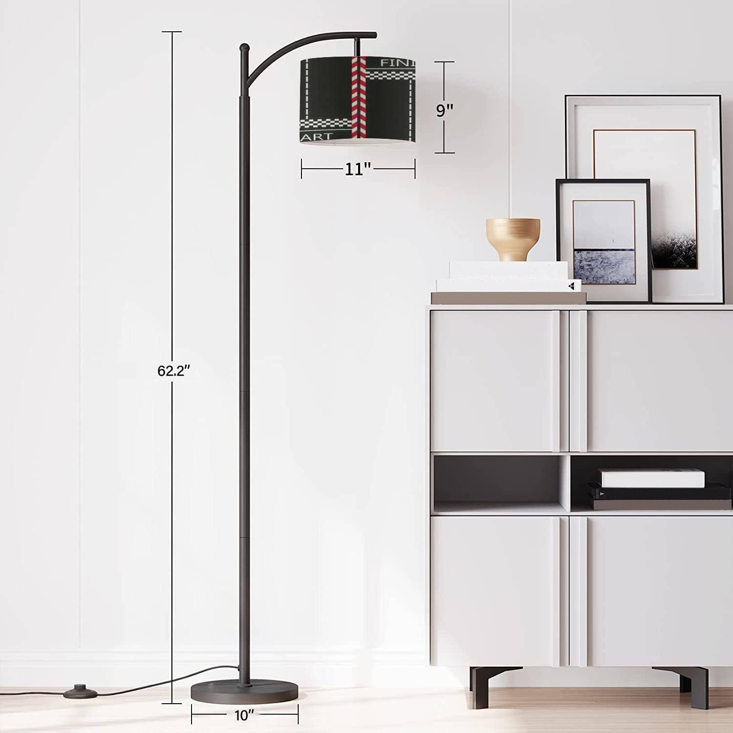 Arc Floor Lamp with Remote Control and Footswitch Black