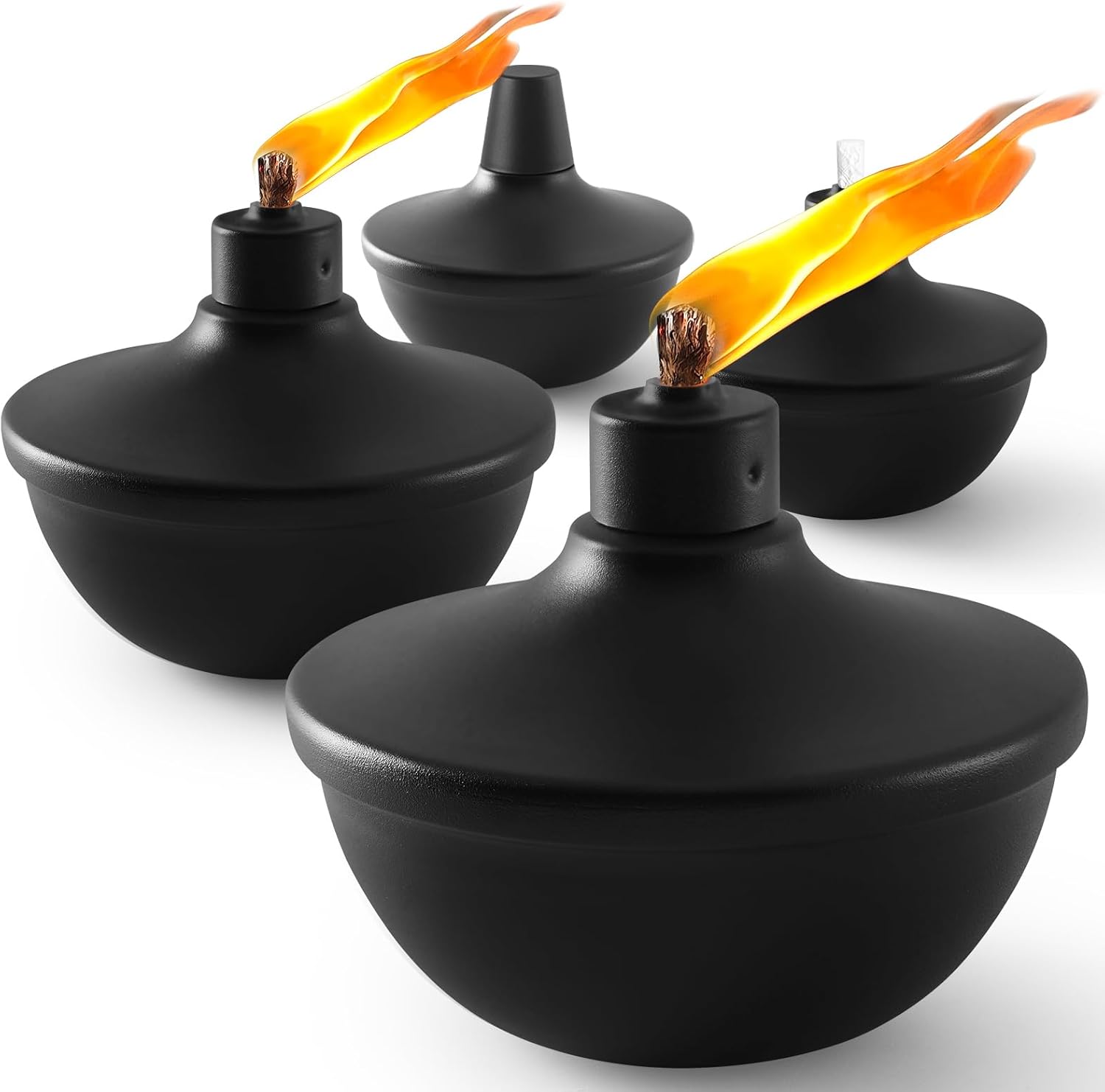 4 Pack Metal Table Top Torches with Refillable Fuel