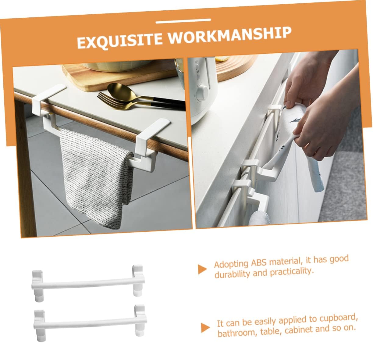 2Pcs Plastic Towel Holders Wall Mounted Storage Rack